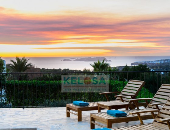 01 Kelosa Ibiza sunset Villa with sea view in Cala Tarida WM